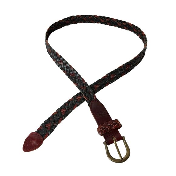 Vtg Womens Belt 100% Leather Woven Braided Adjustable Size M Multicolor Boho - Picture 2 of 9